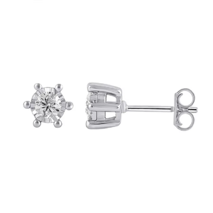 0.20 CTW Natural Diamond <b>Screw</b> Back Stud Earrings | 14K White Gold Round Illusion Set Earrings | <b>Secure</b> Luxury Jewelry Gift - Product Image 3