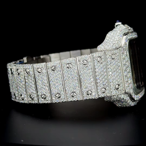 Montre Hip Hop de qualité supérieure, cadran or très unique, entièrement sertie de diamants, avec 25 carats de diamants Moissanite VVS1, mouvement à quartz. - Product Image 3