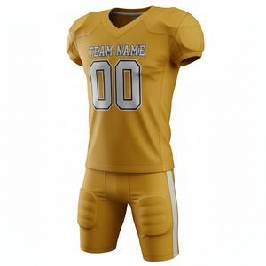 ชุดยูนิฟอร์มอเมริกันฟุตบอลแบบกำหนดเอง เสื้อและกางเกงฟุตบอลแบบซับลิเมชั่น ผ้าโพลีเอสเตอร์ระบายอากาศได้ดี พร้อมชื่อทีมและโลโก้ด้านหน้า สำหรับกีฬาทีม - Product Image 1