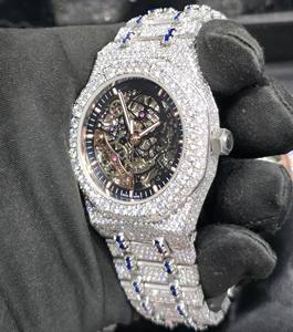 Reloj de Pulsera de Lujo Personalizado para Hombre, Estilo Hip Hop, Plateado, con Diamantes Moissanite, Correa de Acero Inoxidable de Alta Calidad - Product Image 5