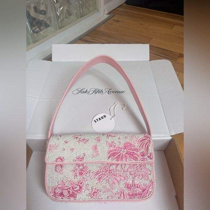 Sac de conservation du lait maternel rectangulaire en paille brodée à la main, motif floral rose bohème, capacité 3L, idéal pour les voyages - Product Image 2