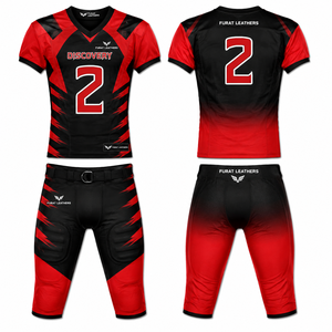 Ensemble de maillots de football américain Discovery unisexe rouge et noir, imprimé par transfert thermique, col en V, manches courtes, évacuation de l'humidité - Product Image 4