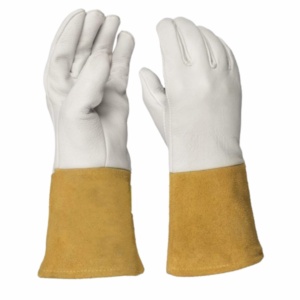Gants de sécurité haute performance et robustes en cuir de chèvre et croûte de vache, résistants aux flammes pour soudage TIG, avec coutures renforcées - Product Image 1