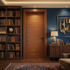 Porte battante moderne en bois massif avec placage de cerisier européen, idéale pour chambre, salon, villa - Product Image 3