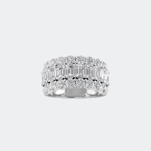 แหวนประดับเพชรทรงกลมมรกต 4.30 กะรัต แบบสามแถว - Product Image 2