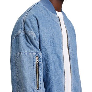 Blouson Bomber en Jean Vintage Décontracté pour Homme, Style Streetwear, Imprimé Léopard, Patchwork, Broderie, Détail Boutons, Côtelé - Product Image 4