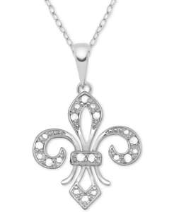 Collana pendente con Fleur-de-Lis 18 "di diamanti (1/10 ct. T. w.) in argento Sterling | Macacy's - Product Image 1