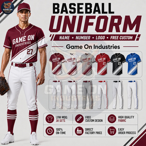 Kit de vêtements de baseball personnalisé haute performance avec logo, nom et numéro du joueur, respirant, vêtements de sport actifs, équipement d'entraînement, prix d'usine - Product Image 5