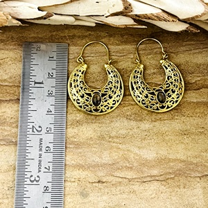 Pendientes Boho de Diseño Único, Joyería Tribal de Latón para Mujer, Chapados en Oro de 18k, Filigrana Vintage, Aro Texturizado, Ojo de Tigre, Venta al por Mayor/OEM - Product Image 5
