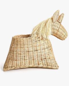 Panier de rangement en bambou tressé en forme d'animal créatif avec couvercle, design mignon dinosaure cheval, organisateur de jouets pour enfants, décoration artisanale pour la maison - Product Image 6