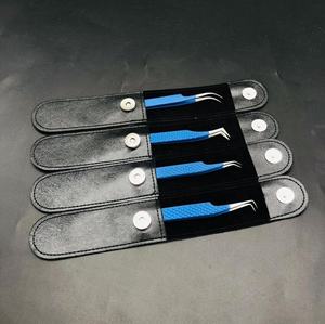 Pince à épiler d'extension de cils bleue enduite de poudre professionnelle en acier inoxydable massif avec prise en diamant Extension de cils pointue - Product Image 5