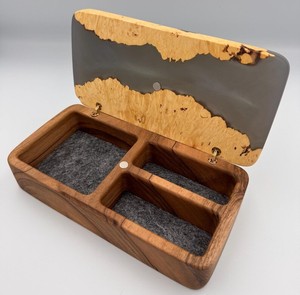 Wooden Jewelry Box With Epoxy <b>Resin</b> Inlay Gray Felt Lined Compartment Storage For Rings And Necklaces With <b>Resin</b> <b>Crafts</b> - Product Image 1