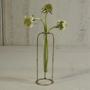 Industrial Metal Frame Tabletop <b>Vase</b> with <b>Clear</b> Glass Tube for Water Holding Decor - Product Image 4