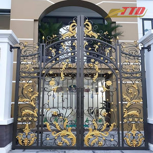 Portail de luxe traditionnel TTD personnalisé en fer forgé, motif décoratif en spirale, revêtement en poudre durable, hauteur de 8 pieds pour - Product Image 2