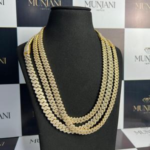 สร้อยคอทองคำชุบแบบกำหนดเอง ประดับเพชร VVS คุณภาพสูง ดีไซน์แบบ Cuban Link ทรง Brilliant Cut ของขวัญแต่งงานสำหรับผู้ชาย - Product Image 4