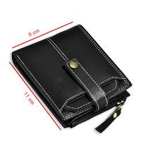 Dompet Kulit PU Hitam Kancing Penutup Ritsleting Unisex Gaya Kasual Warna Solid Dapat Digunakan Empat Musim Cetak Digital Dapat Disesuaikan
