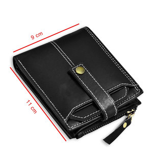 Black Pu Leather <b>Wallet</b> Button Closure Zipper Unisex Casual Style Solid Color Four Seasons Use Digital Printing Customizable - Product Image 2
