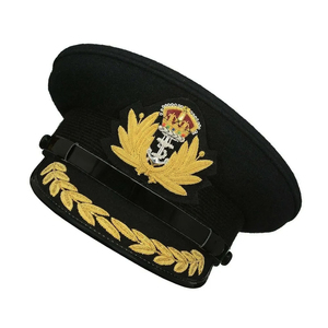 Professional Ceremonial Cap Gold Rope Trim Black Visor Metal Emblem Formal Dress Headwear Wholesale - Product Image 1