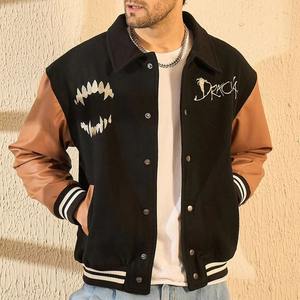 Blouson universitaire de baseball pour homme, style urbain hivernal, respirant, couleur et taille personnalisables, col montant, logo frontal - Product Image 1