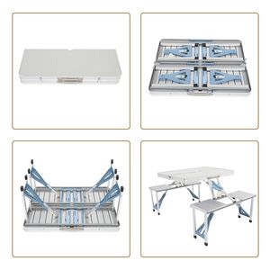 Tavolo e Sedia Pieghevoli in Lega di Alluminio One Piece, Altezza Regolabile, Portatili per Campeggio, Picnic, Parco e Uso in Cucina - Product Image 6