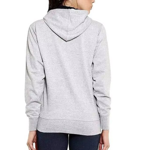 Sudadera con capucha para mujer, color gris, manga larga, con cremallera, color sólido, transpirable, mezcla de algodón tejido, estilo otoñal, sudadera con capucha forrada - Product Image 2