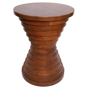 Tabouret décoratif en bois artisanal, finition brillante en noyer brun, décoration moderne pour la maison |   Vente en gros OEM - Product Image 1