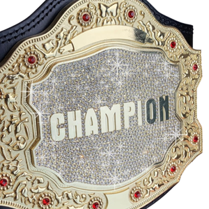 Cinturón de Campeonato Personalizable con Detalles en Oro y Centro Brillante, Cinturones de Campeonato de Cuero Negro de Primera Calidad - Product Image 4