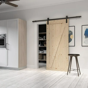 Portes coulissantes en gros du fabricant vietnamien : Portes de grange modernes avec quincaillerie sur rail, en bois de pin, pour intérieur et extérieur, ou en verre. - Product Image 1