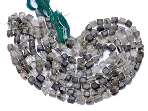 Perles de quartz AAA+ 6x8mm-7x10mm, pépites facettées, pierres semi-précieuses naturelles vertes rutilées, perles taillées en escalon, pour bijoux - Product Image 3