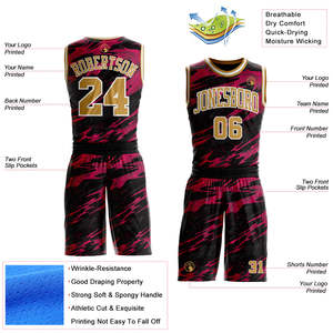 Conjunto de Uniforme de Baloncesto Antibacterial Negro y Dorado Antiguo Personalizado, Nombre del Equipo Impreso, Jersey y Pantalones Cortos de Poliéster Reciclado Sublimado - Product Image 2