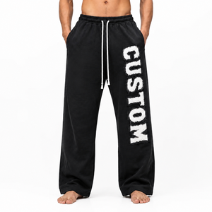 Pantalones Deportivos Anchos con Apliques, Ligeros, de Corte Holgado, Casuales, de Felpa, Cintura Alta, de Algodón para Hombre - Product Image 3