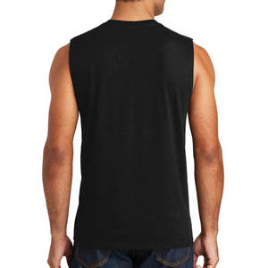 เสื้อกล้ามคอกลมสีดำสำหรับผู้ชาย แบบลำลอง ถักทอ สีพื้น ผ้าฝ้าย - Product Image 6