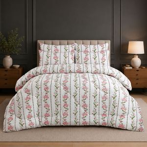 Juego de Edredón con Estampado Floral Clásico, 100% Algodón Percal T-180, Transpirable para Todas las Estaciones, Uso Doméstico - Product Image 1