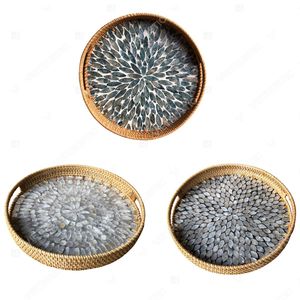 Contemporary Styling Woven Dinner Bamboo <b>Tray</b> <b>Table</b> Capiz Shell <b>Tray</b> Home Accessories Home Décor - Product Image 4