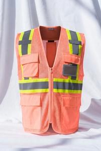 Gilet de sécurité réfléchissant marron avec panneaux en maille et plusieurs poches pour les travaux de construction et de circulation - Product Image 4