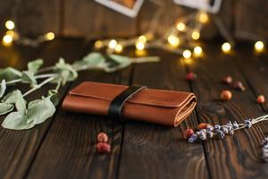 Handmade Quality Leather Cable Organizer <b>Rustic</b> Cord Wrap Earphone Wire Management <b>Desk</b> Tidy Storage Case Sale LCO-0056 - Product Image 5