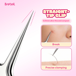 <span class=keywords><strong>Breteil</strong></span> Kit de 3 outils ultra-fins pour points noirs et boutons, pince à épiler, outil de grattage spécial pour salon de beauté, aiguille à acné - Product Image 4