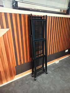 Étagère de rangement pliable à 4 niveaux en métal grillagé avec roulettes, étagère roulante en acier thermolaqué - Product Image 3