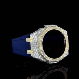 Boîtier de montre rond de luxe en or avec lunette pavée de diamants, mouvement Citizen, étanche, vintage, unisexe, accessoire de mode et de bijouterie - Product Image 3