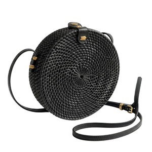 Nueva Llegada: Bolsa de Playa de Ratán Negra, Bolsa de Hombro de Ratán para Verano, Precio Competitivo Directo de Fábrica, ODM - Product Image 1