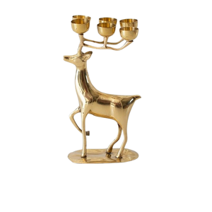 Candelabro de aluminio con acabado antiguo en forma de reno, centro de mesa decorativo, escultura de ciervo para mesas de comedor y de café. - Product Image 5