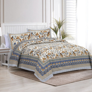 Juego de 3 Piezas de Ropa de Cama Tradicional Satrangee, 100% Algodón, Estampado a Mano, Diseño Floral Bohemio Indio, Antiácaros - Product Image 2