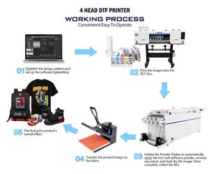 4 I3200 DTF <span class=keywords><strong>T</strong></span>-<span class=keywords><strong>shirt</strong></span> Printer A2 Machine à transfert thermique avec 600mm Shaker Dryer Encre blanche État neuf 4 dimensions d'impression - Product Image 4