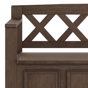 Amherst Farmhouse Brown <b>Entryway</b> Storage <b>Bench</b> Home Organization Essential - Product Image 3
