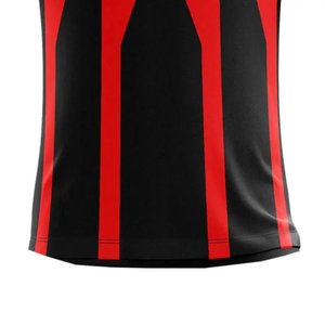 Camiseta de Fútbol para Hombre, Rayas Rojas y Negras, Manga Corta, Cuello Redondo, Secado Rápido, Ajuste Atlético, Estampado Sublimado - Product Image 4