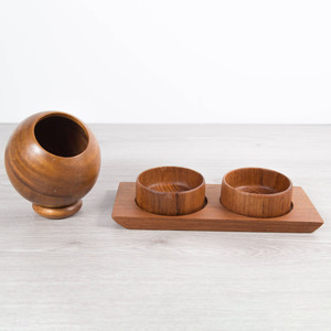 Ensemble de plats à sauce en bois assaisonnement alimentaire condiments en bois avec plateau ensembles de récipients à condiments naturels - Product Image 2