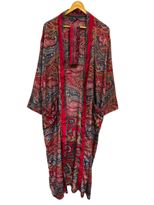 Robe kimono de luxe en soie patchwork, cache-maillot de bain, tenue de nuit, longue robe, kimono indien vintage fait main en soie de sari recyclée - Product Image 4