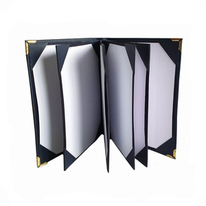 Cubierta de menú hecha de cuero real Premium con 4 esquinas de metal y provisión para contener 10 tarjetas de menú para restaurante Café Bar - Product Image 2