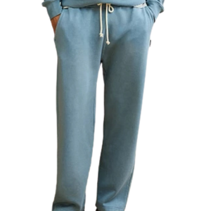 Men Light Blue Fleece Sweatpants Drawstring Elastic Waist Straight Leg Relaxed Fit Casual Winter Lounge <b>Trousers</b> <b>with</b> <b>Pockets</b> - Product Image 3