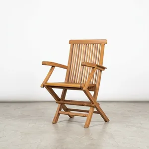 Fauteuil pliant d'extérieur en bois, design minimaliste, en teck, mobilier d'extérieur pliable - Product Image 6